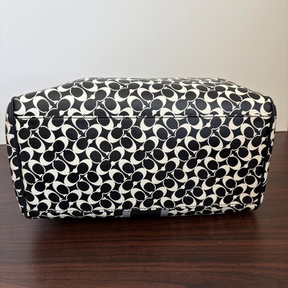 COACH F15132 Black White Heritage Signature Satchel Bag and Pouch Wristlet - Picture 9 of 14